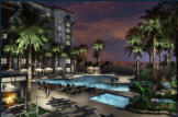 Rendering - Night scene of new resort pool deck.